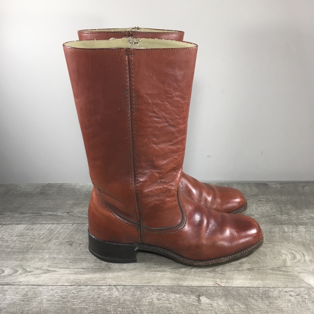 Vintage Acme Cowboy Western Leather Biker Motorcycle Trucker Boss Mens Boots 9.5